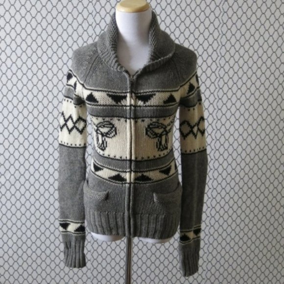 Aritzia TNA Sea To Sky 100% Lambswool Full Zip Sweater Cardigan - Size X Small - Picture 6 of 12